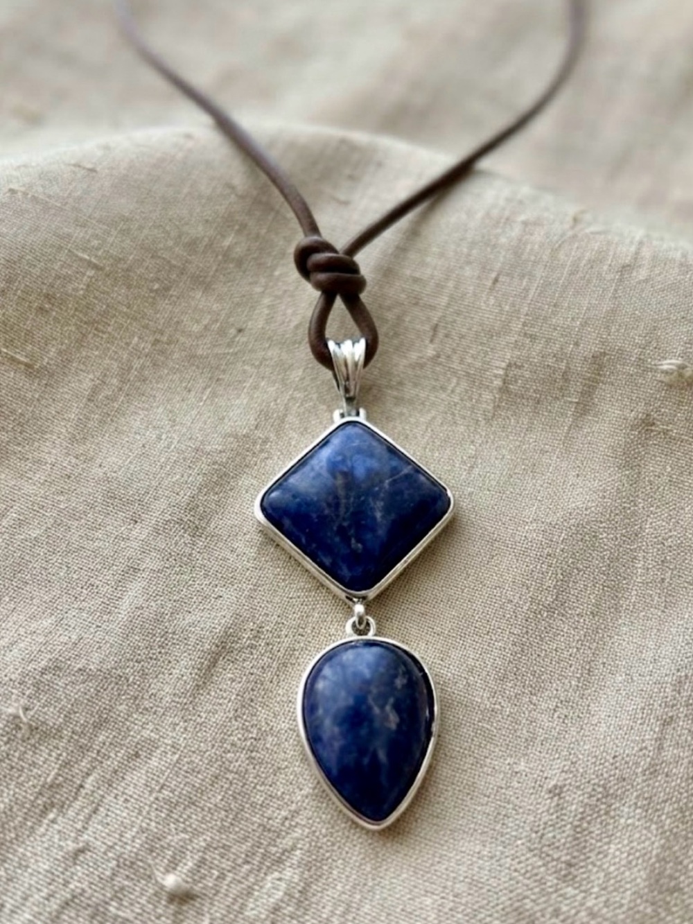 Lapiz lazuli  Double Pendant Necklace - Women Jewelry